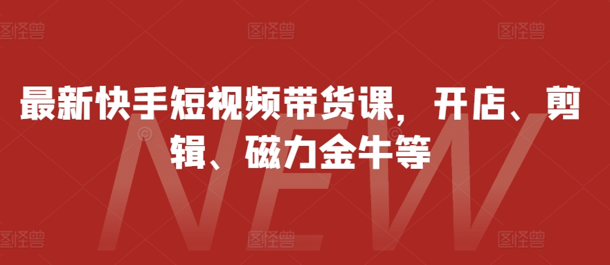 最新快手短视频带货课，开店、剪辑、磁力金牛等-木白网创