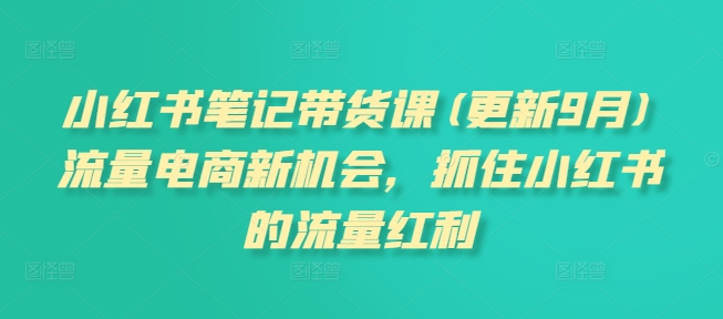 小红书笔记带货课(更新9月)流量电商新机会，抓住小红书的流量红利-木白网创