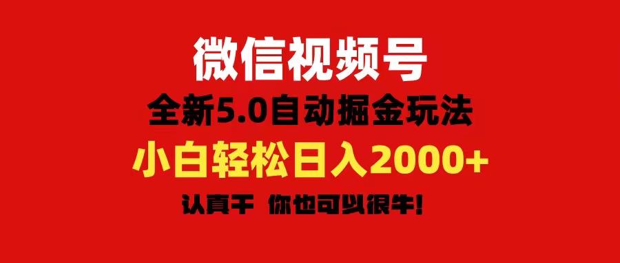 微信视频号变现，5.0全新自动掘金玩法，日入利润2000+有手就行-木白网创