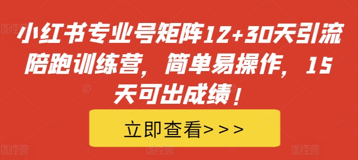 小红书专业号矩阵12+30天引流陪跑训练营，简单易操作，15天可出成绩!-木白网创