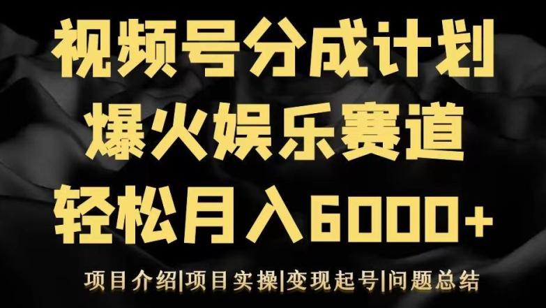 视频号创作分成计划之娱乐赛道轻松日入500+-木白网创