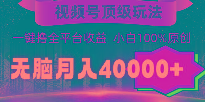(9281期)视频号顶级玩法，无脑月入40000+，一键撸全平台收益，纯小白也能100%原创-木白网创
