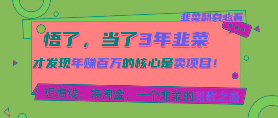 悟了，当了3年韭菜，才发现网赚圈年赚100万的核心是卖项目，含泪分享！-木白网创
