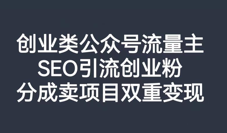 创业类公众号流量主，SEO引流创业粉，分成卖项目双重变现【揭秘】-木白网创