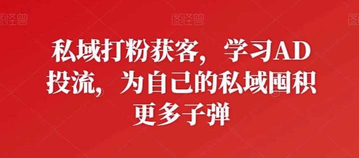 私域打粉获客，学习AD投流，为自己的私域囤积更多子弹-木白网创