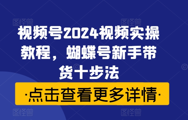 视频号2024视频实操教程，蝴蝶号新手带货十步法-木白网创