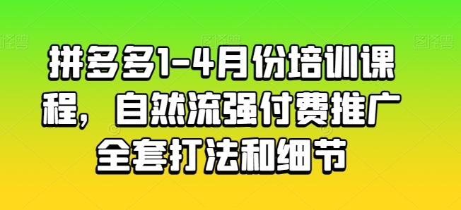 拼多多1-4月份培训课程，自然流强付费推广全套打法和细节-木白网创