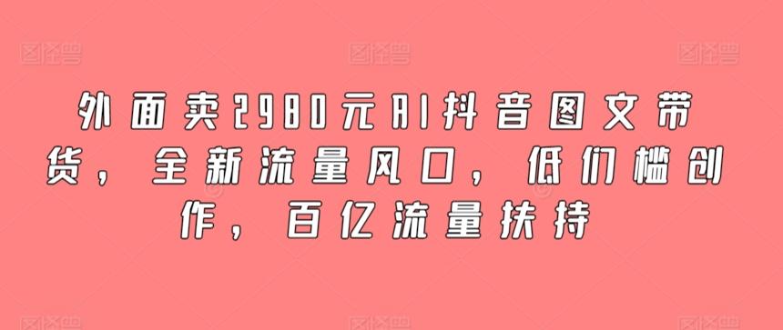 外面卖2980元AI抖音图文带货，全新流量风口，低们槛创作，百亿流量扶持-木白网创