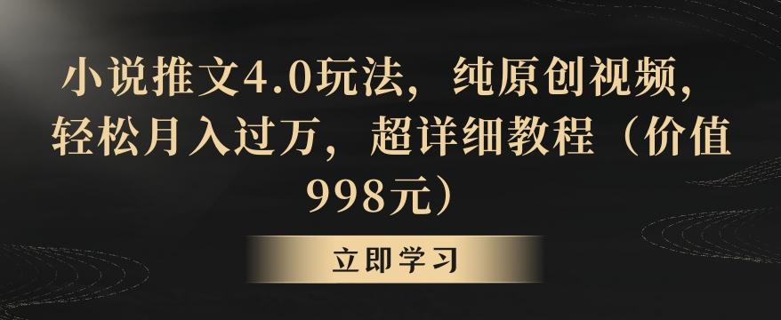 小说推文4.0玩法，纯原创视频，轻松月入过万，超详细教程(价值998元)【揭秘】-木白网创