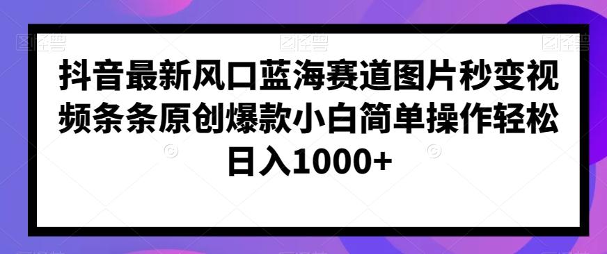 抖音最新风口蓝海赛道图片秒变视频条条原创爆款小白简单操作轻松日入1000+-木白网创