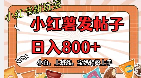 小红薯发日常帖子，日入800+小白专属项目可批量操作-木白网创