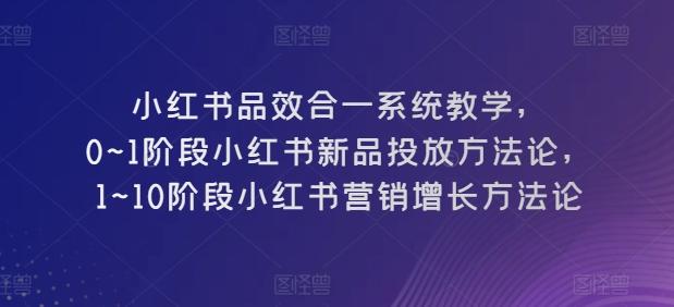 小红书品效合一系统教学，​0~1阶段小红书新品投放方法论，​1~10阶段小红书营销增长方法论-木白网创