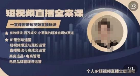 高品质IP短视频直播全案课程，一堂课俯瞰短视频直播玩法-木白网创