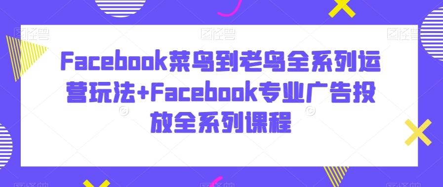 Facebook菜鸟到老鸟全系列运营玩法+Facebook专业广告投放全系列课程-木白网创