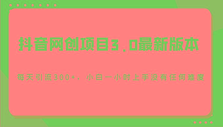 抖音网创项目3.0最新版本，每天引流300+，小白一小时上手没有任何难度-木白网创