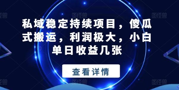 私域稳定持续项目，傻瓜式搬运，利润极大，小白单日收益几张【揭秘】-木白网创