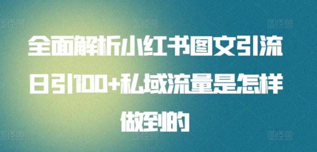 全面解析小红书图文引流日引100+私域流量是怎样做到的【揭秘】-木白网创