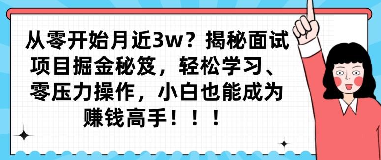 从零开始月近3w？揭秘面试项目掘金秘笈，轻松学习、零压力操作，小白也能成为赚钱高手-木白网创