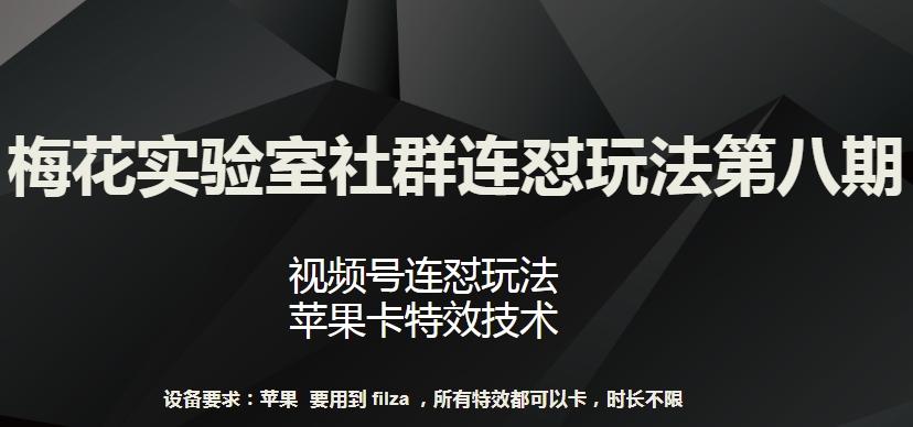 梅花实验室社群连怼玩法第八期，视频号连怼玩法 苹果卡特效技术【揭秘】-木白网创