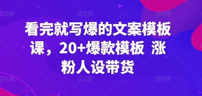 看完就写爆的文案模板课，20+爆款模板  涨粉人设带货-木白网创