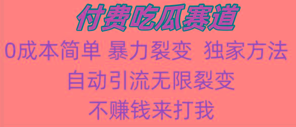 吃瓜付费赛道，暴力无限裂变，0成本，实测日入700+！！！-木白网创