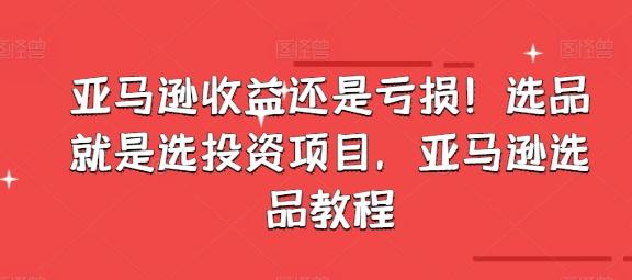 亚马逊收益还是亏损！选品就是选投资项目，亚马逊选品教程-木白网创