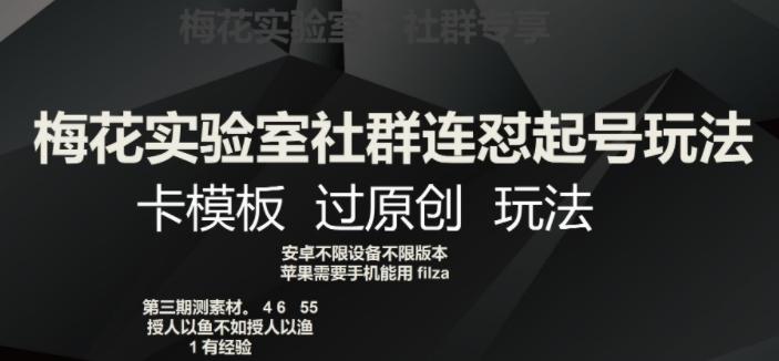 梅花实验室社群连怼起号玩法，卡模板过原创玩法【揭秘】-木白网创