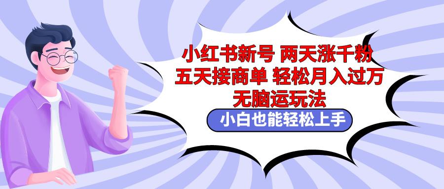 小红书新号两天涨千粉五天接商单轻松月入过万 无脑搬运玩法 小白也能轻…-木白网创