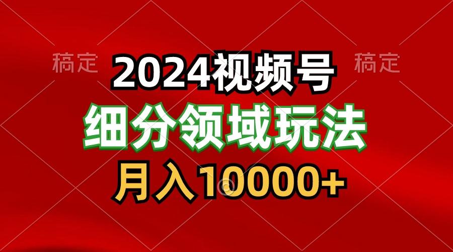 2024视频号分成计划细分领域玩法，每天5分钟，月入1W+-木白网创