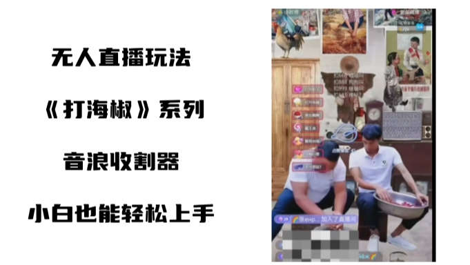 打海椒无人直播整蛊项目，小白轻松上手撸音浪收割器-木白网创