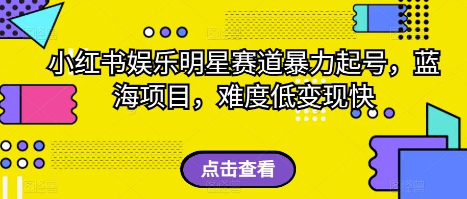 小红书娱乐明星赛道暴力起号，蓝海项目，难度低变现快【揭秘】-木白网创