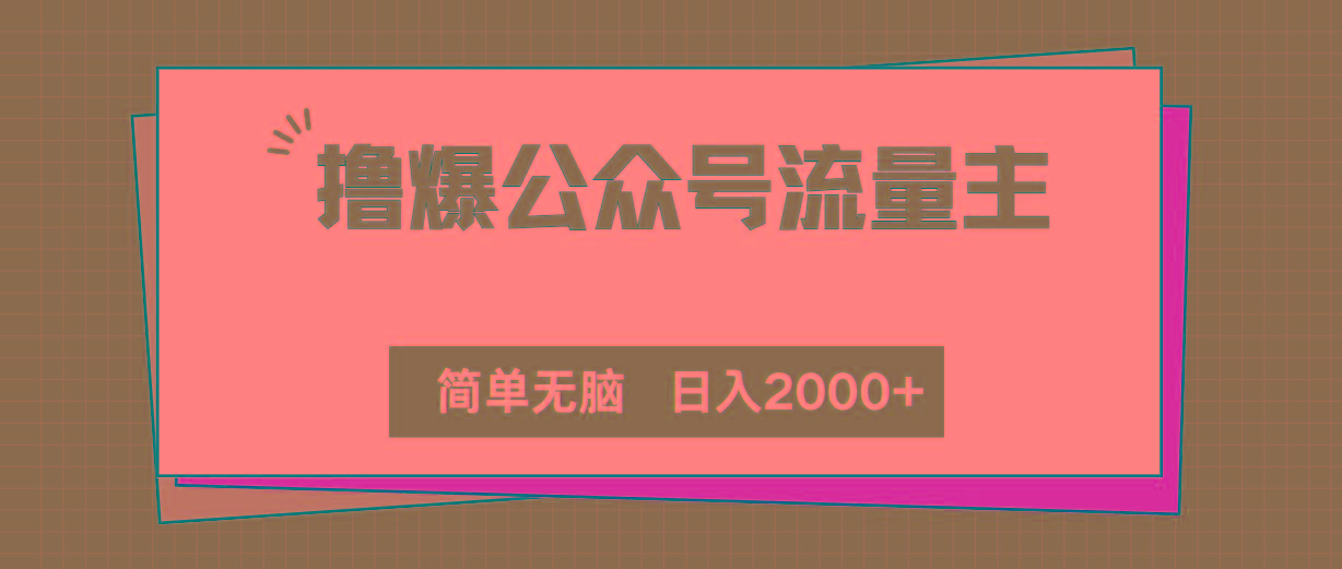 撸爆公众号流量主，简单无脑，单日变现2000+-木白网创
