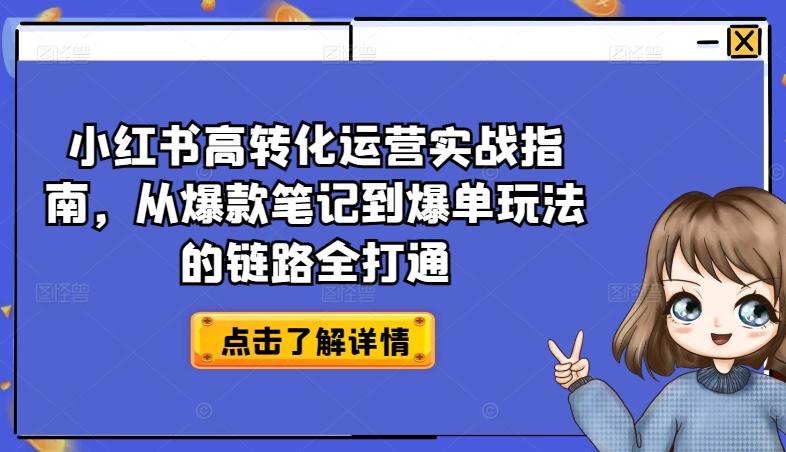 小红书高转化运营实战指南，从爆款笔记到爆单玩法的链路全打通-木白网创