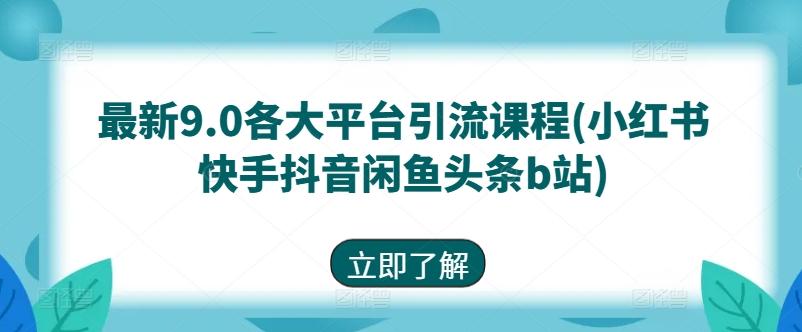 最新9.0各大平台引流课程(小红书快手抖音闲鱼头条b站)-木白网创