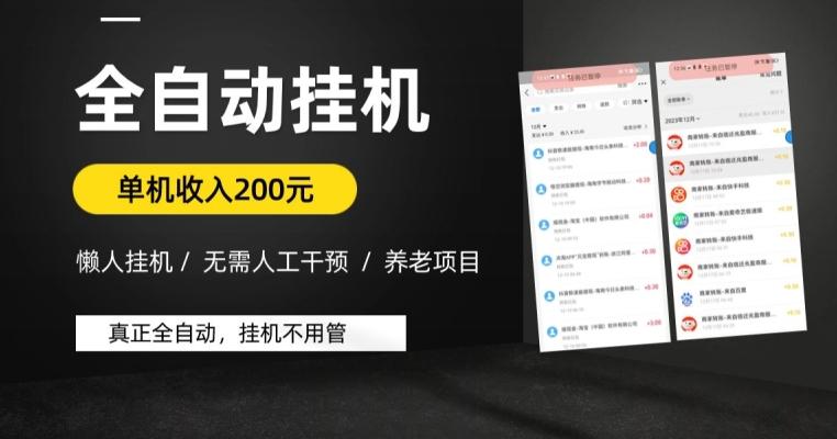 懒人挂机养老项目，全自动挂机无需人工看管，单机收入200元，可批量-木白网创
