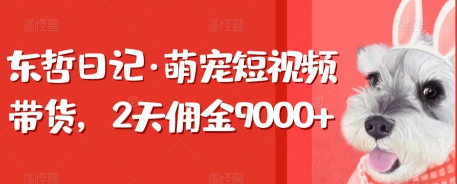 东哲日记·萌宠短视频带货，2天佣金9000+-木白网创