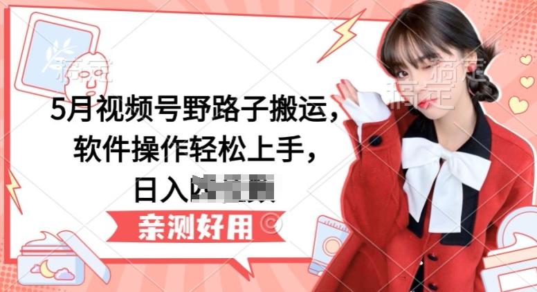 5月视频号野路子搬运，软件操作轻松上手，日入三位数【揭秘】-木白网创