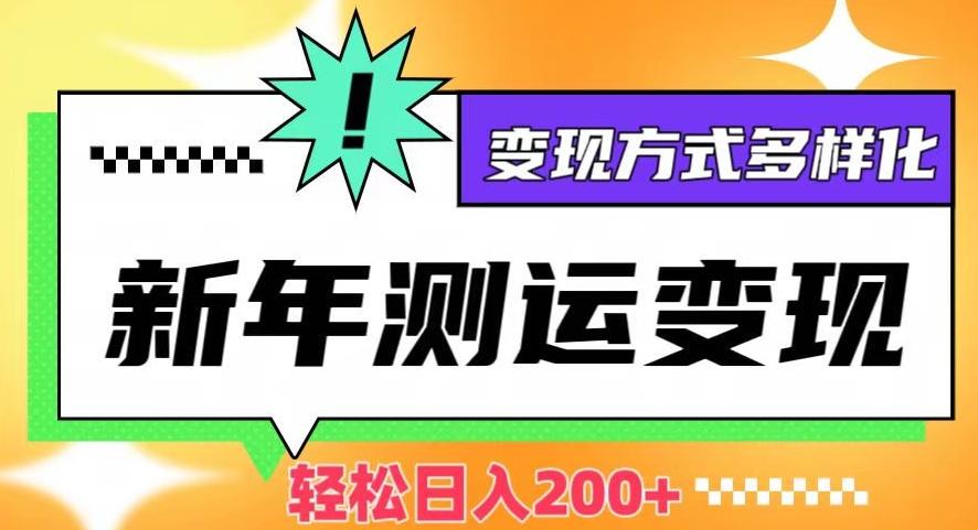 新年运势测试变现，日入200+，几分钟一条作品，变现方式多样化【揭秘】-木白网创