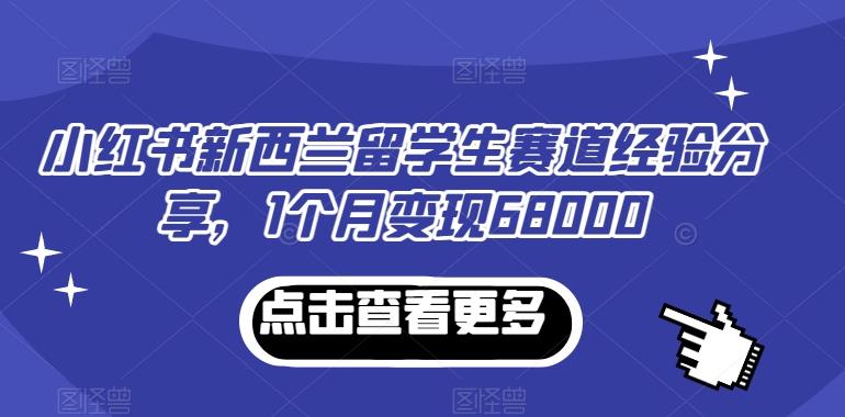 小红书新西兰留学生赛道经验分享，1个月变现68000【揭秘】-木白网创