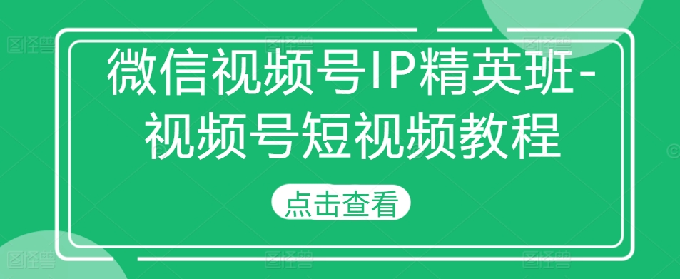 微信视频号IP精英班-视频号短视频教程-木白网创