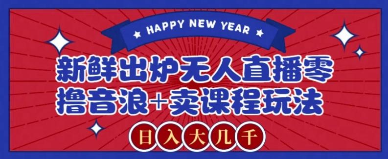 2024最新无人直播零撸音浪+卖课程玩法，日入大几千不是梦【揭秘】-木白网创