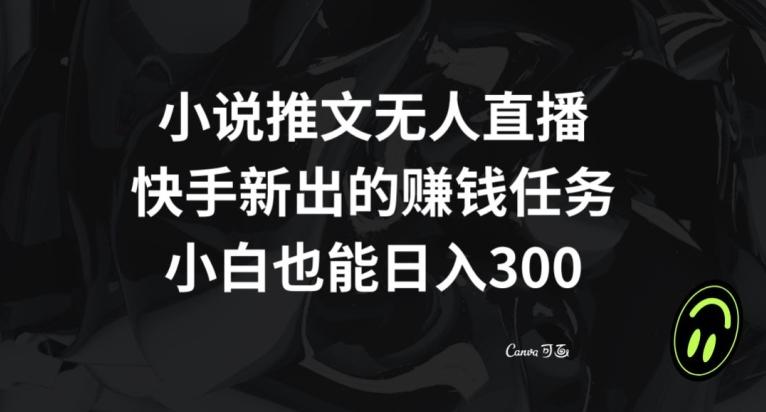 小说推文无人直播，快手新出的赚钱任务，小白也能日入300+【揭秘】-木白网创