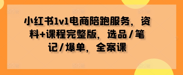 小红书1v1电商陪跑服务，资料+课程完整版，选品/笔记/爆单，全案课-木白网创