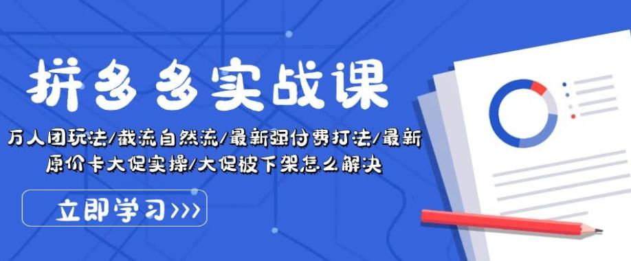 拼多多实战课：万人团玩法/截流自然流/最新强付费打法/最新原价卡大促..-木白网创
