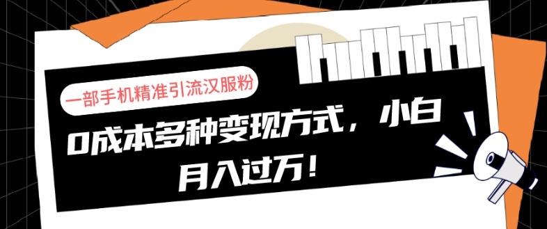 一部手机精准引流汉服粉，0成本多种变现方式，小白月入过万！-木白网创