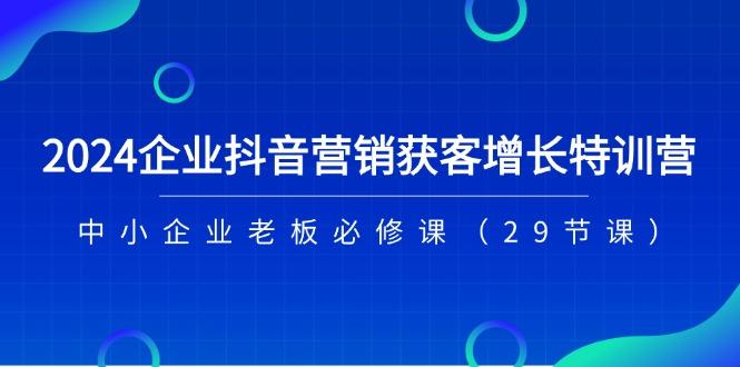 2024企业抖音-营销获客增长特训营，中小企业老板必修课(29节课-木白网创