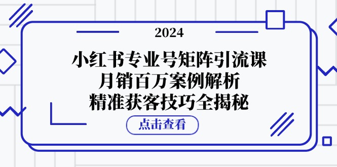 小红书专业号矩阵引流课，月销百万案例解析，精准获客技巧全揭秘-木白网创