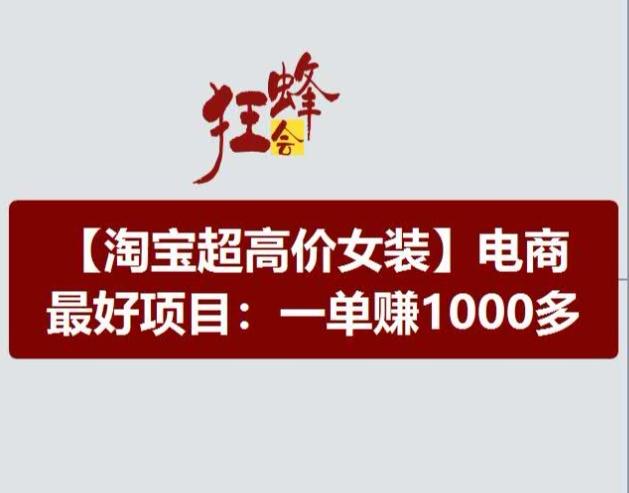 淘宝超高价女装项目，电商最好赛道，一单赚1000多-木白网创