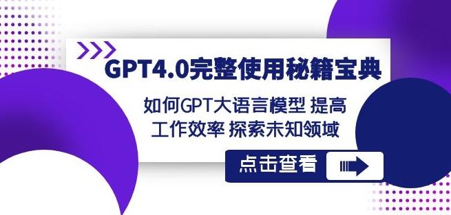 GPT4.0完整使用-秘籍宝典：如何GPT大语言模型提高工作效率探索未知领域-木白网创