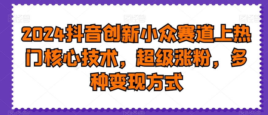 2024抖音创新小众赛道上热门核心技术，超级涨粉，多种变现方式【揭秘】-木白网创